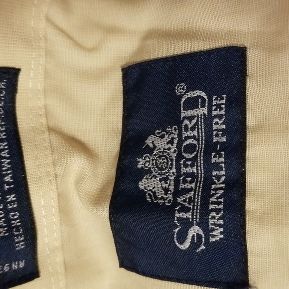 Stafford Wrinkle-free men's long sleeve dress shirt. Beige. Tan. Size XL 17-1/2 - Picture 7 of 8